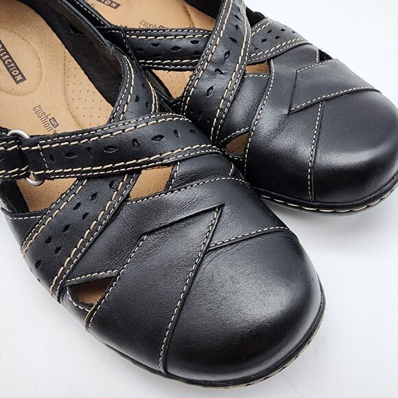 Clarks Bendables Ashland Spin Q Shoes Size 11 Black Leather Comfort Closed Toe - Picture 5 of 13